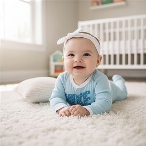 NIKE ✦ Baby 2‑Piece Set ✦ Polka Dot Logo Footed Coverall + Headband 3M NWT